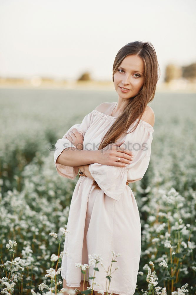 Similar – Image, Stock Photo Woman standing at lake