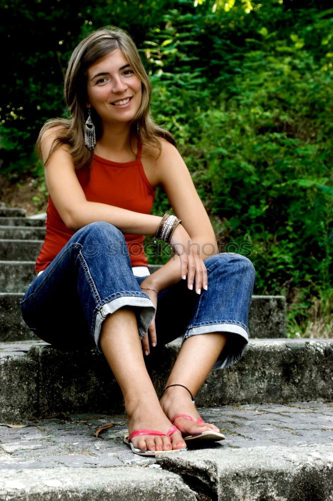 Similar – Image, Stock Photo laughter stairs woman stone