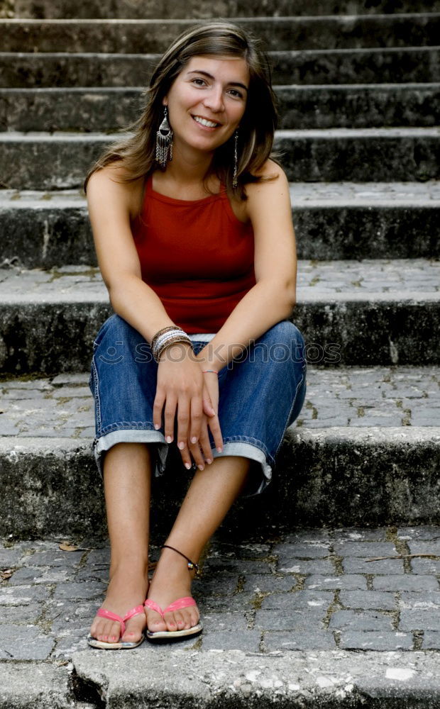 Similar – Image, Stock Photo laughter stairs woman stone