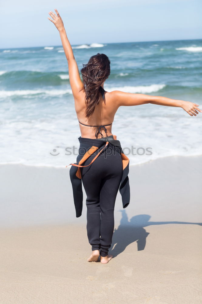 Similar – Image, Stock Photo Caucasian blonde woman practicing yoga in the beach