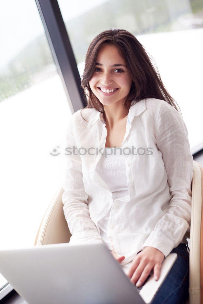 Similar – Image, Stock Photo Smiling African woman using digital tablet outdoors