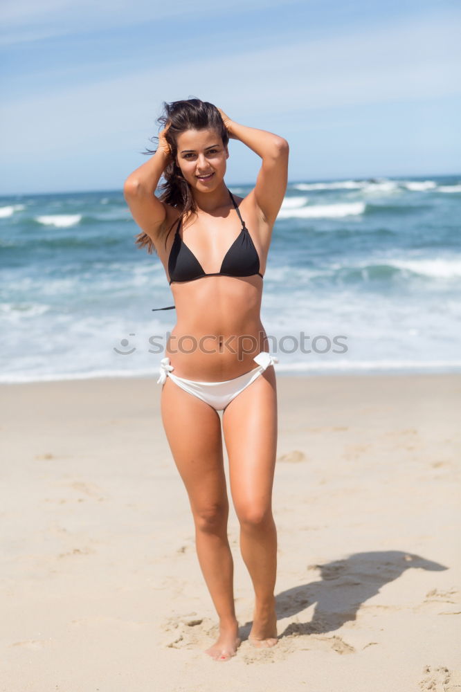 Similar – Image, Stock Photo Charming young woman on shore near water