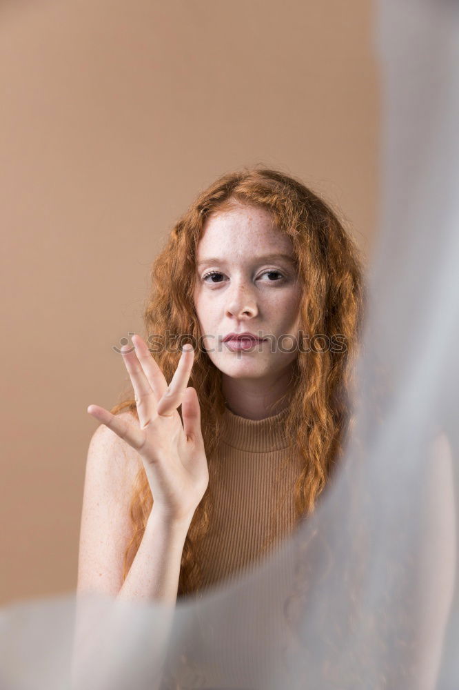 Similar – Attractive woman at window