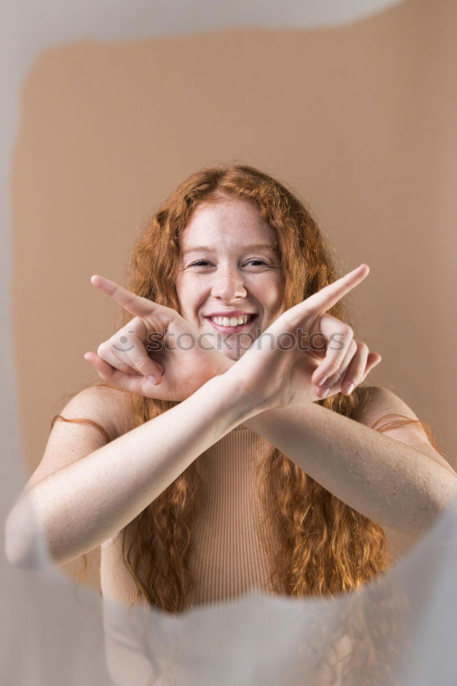 Similar – Image, Stock Photo Young redhead woman holding lemon ice creams