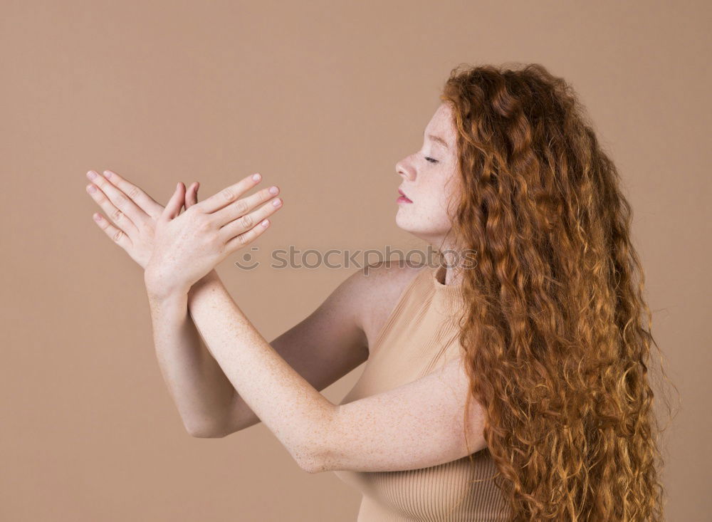 Similar – Image, Stock Photo Redhead young woman holding an empty blackboard