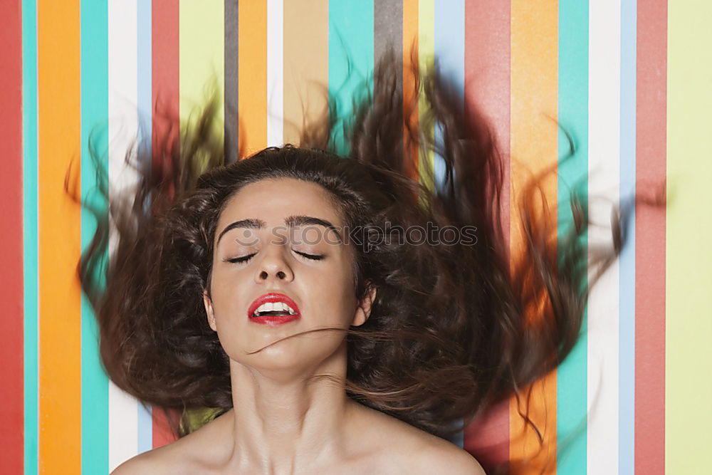 Similar – Image, Stock Photo Young redhead woman with a yellow dress in a yellow room