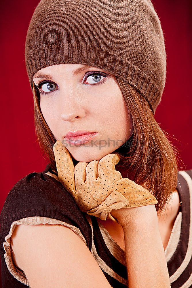 Similar – Image, Stock Photo Young woman against red background