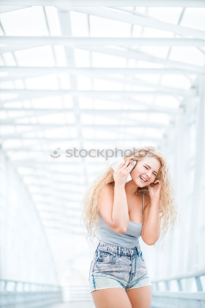 Similar – Portrait of a young fit beautiful healthy blonde woman posing