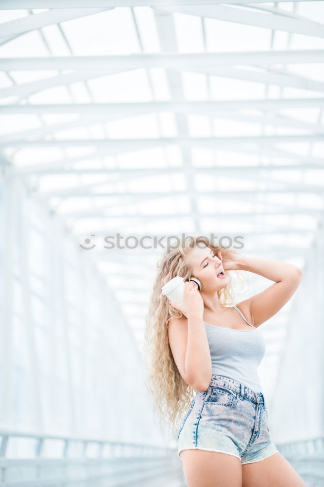 Similar – Young woman stretching at home