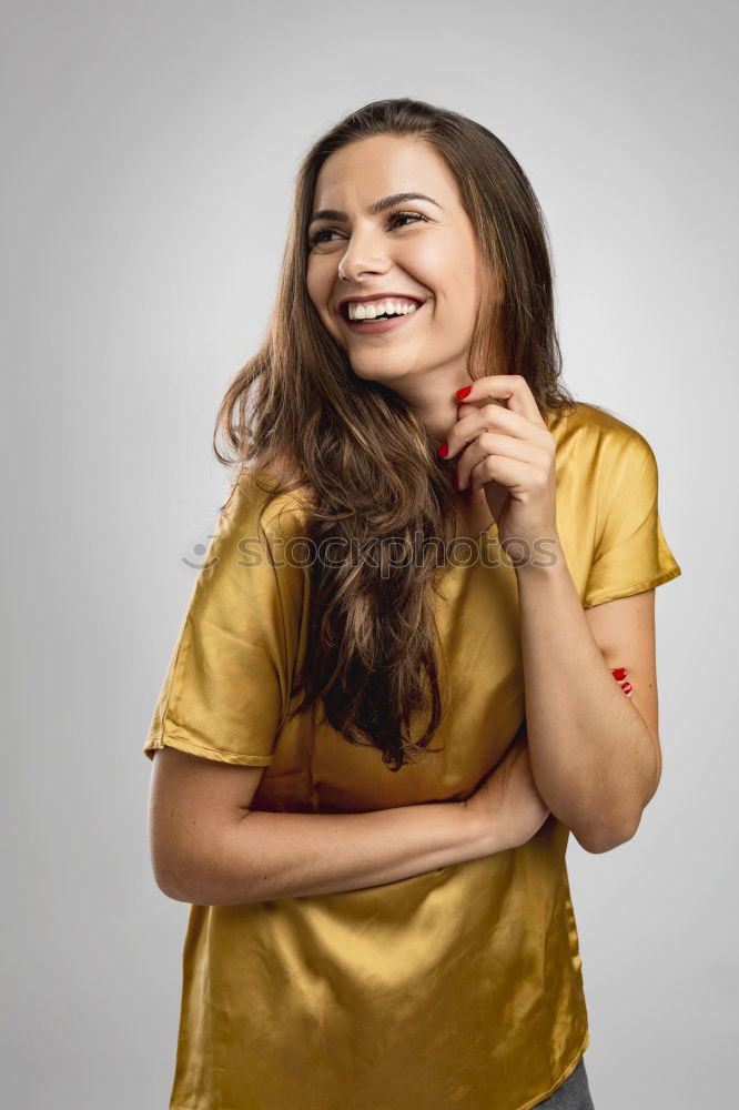 Similar – Image, Stock Photo Cheerful pretty young woman