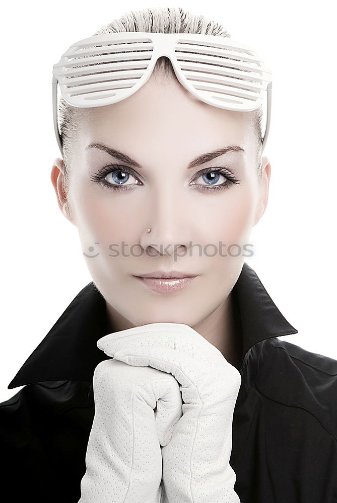 Similar – Image, Stock Photo Smiling young girl in winter cap, scarf and mittens