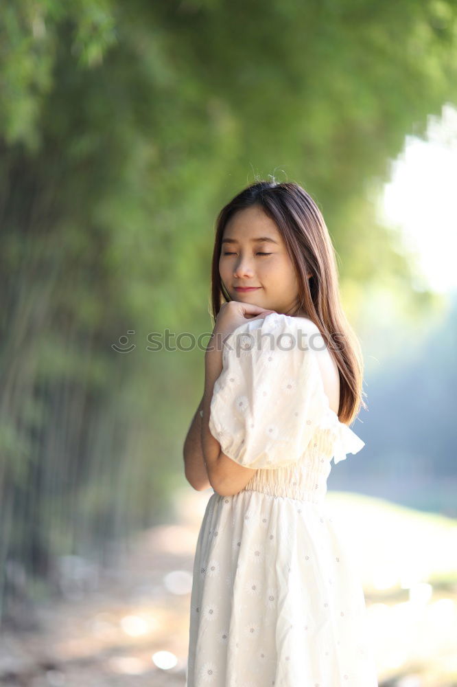 Similar – Image, Stock Photo beautiful young asian girl have a happy time alone