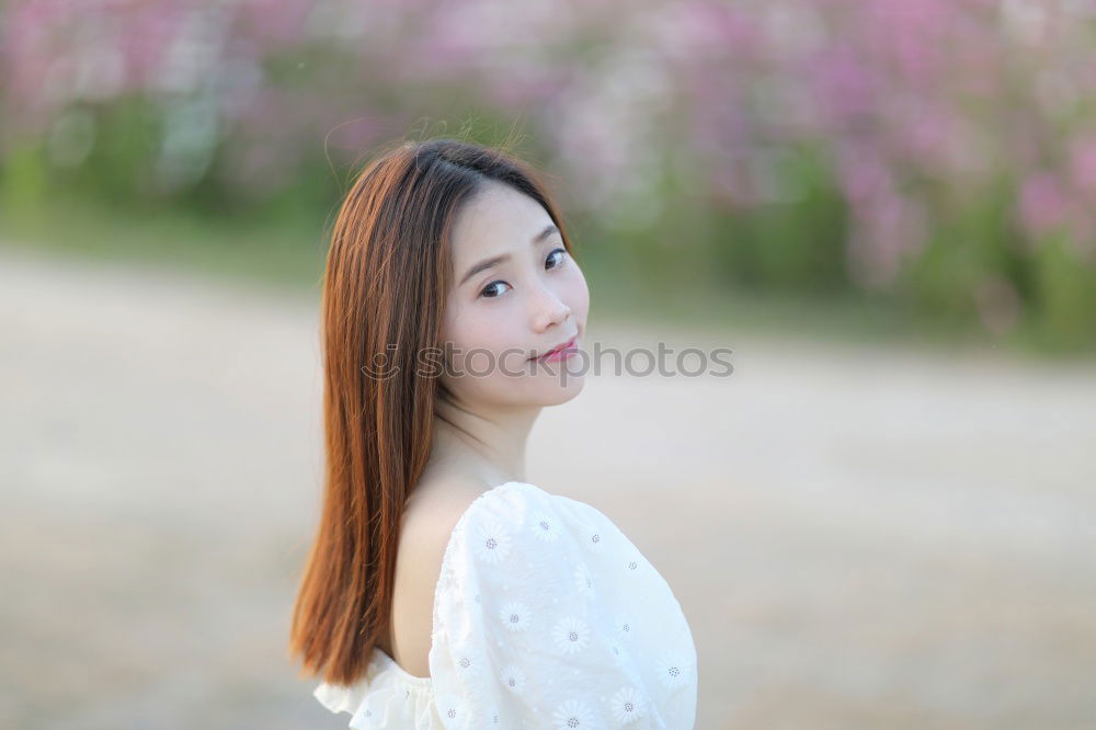 Similar – portrait of happy asian girl in nature