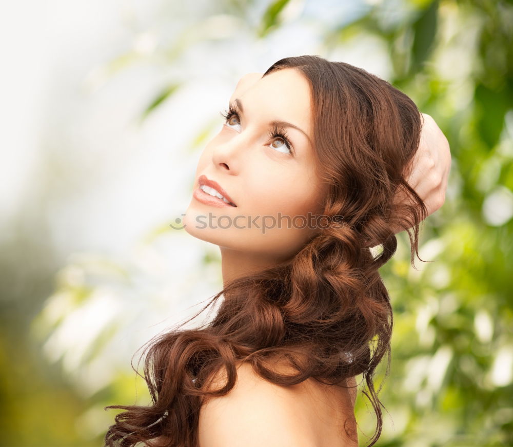 Similar – Image, Stock Photo Smiling girl sitting on the straw