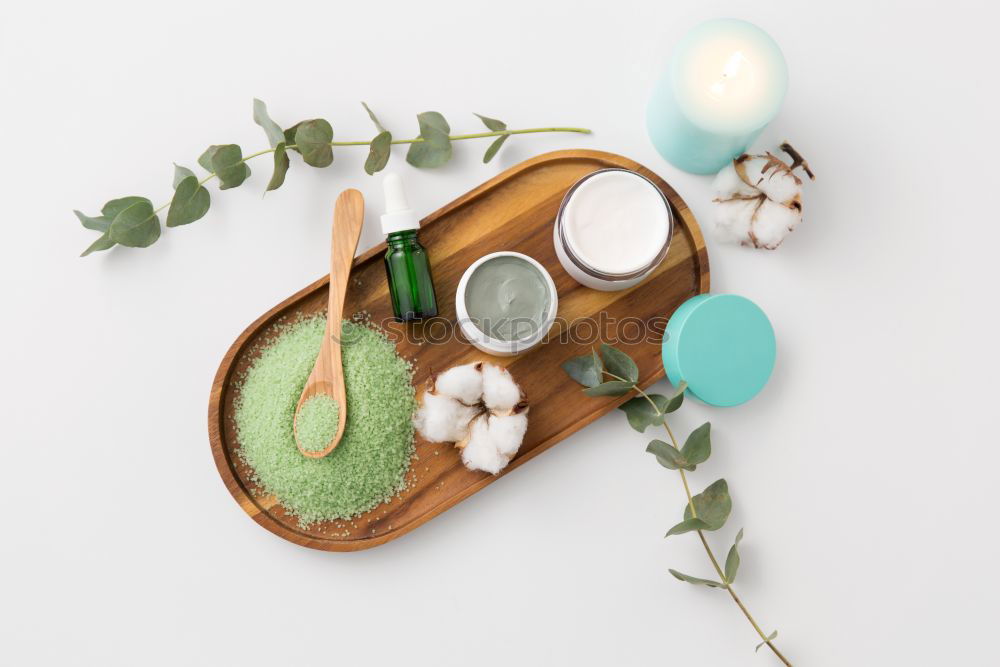 Similar – Image, Stock Photo Spa with bath salt, towel and massage herbal compress