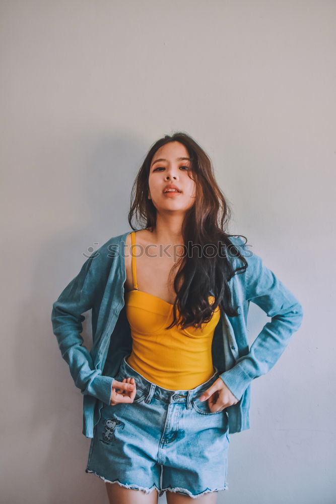 Similar – Image, Stock Photo Woman gesturing heart on street