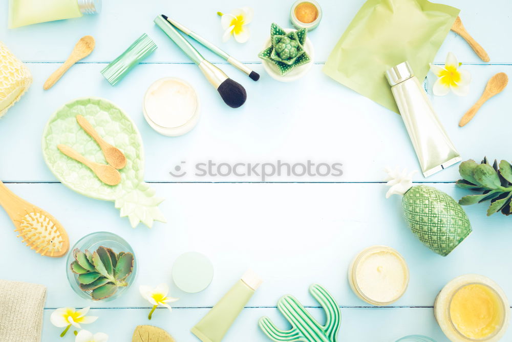 Similar – blue plates with spring flowers, table decoration