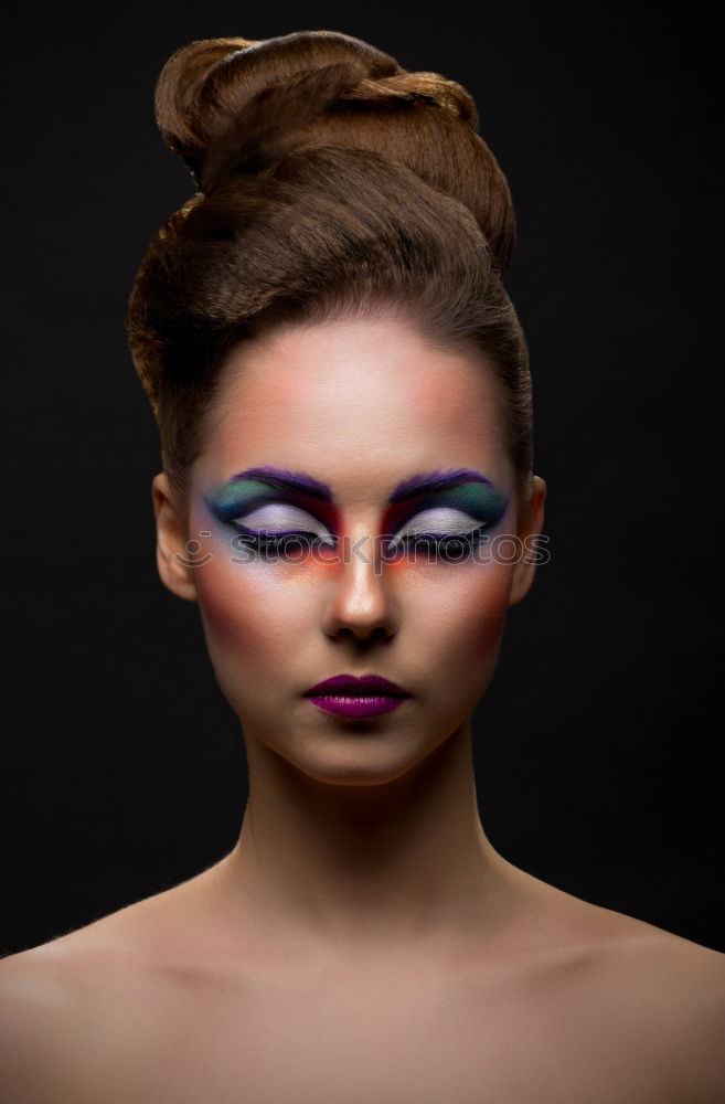 Similar – Image, Stock Photo Portrait of Young woman with many eyes