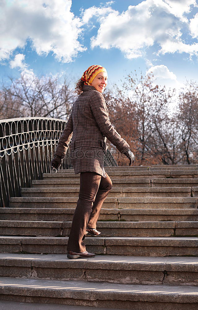 Similar – Image, Stock Photo Pretty woman posing on stairs