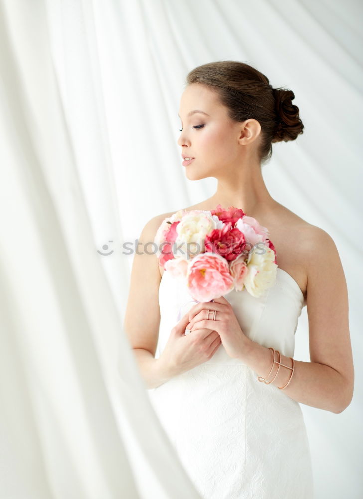 Similar – Back view of bride with bouquet