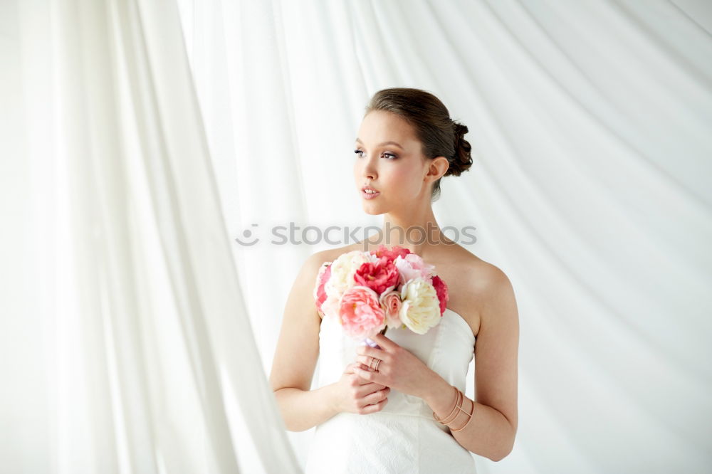 Similar – Image, Stock Photo Bride trying on wedding dress.