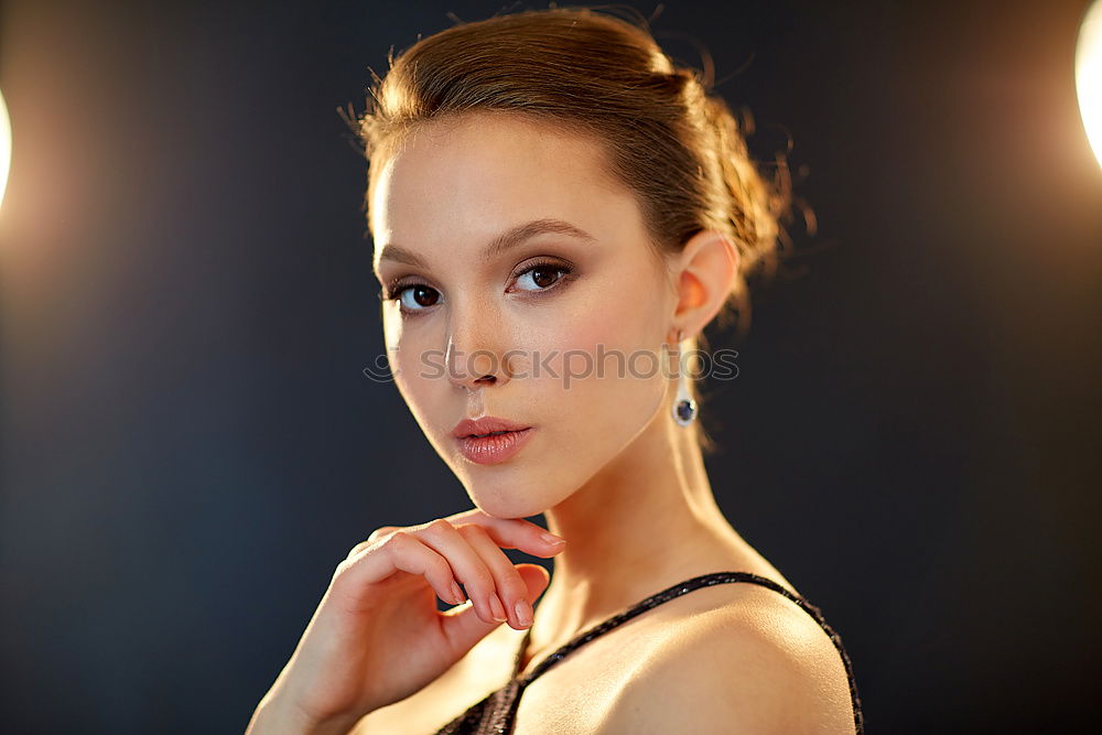 Similar – Image, Stock Photo Blonde girlt with defocused city lights at the background.