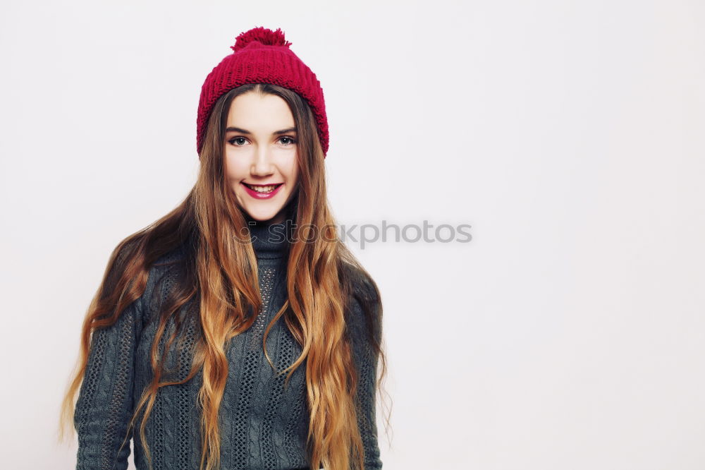 Similar – Portrait of a punk or gothic young woman smiling