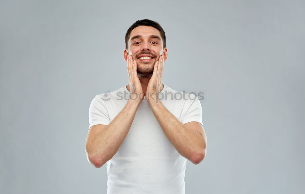 Similar – Image, Stock Photo Funny portrait of a man touching his mustache.