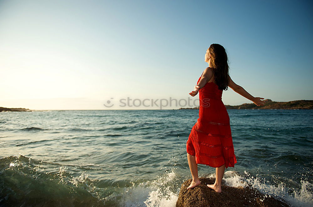 Similar – Image, Stock Photo Pensive woman on the beach