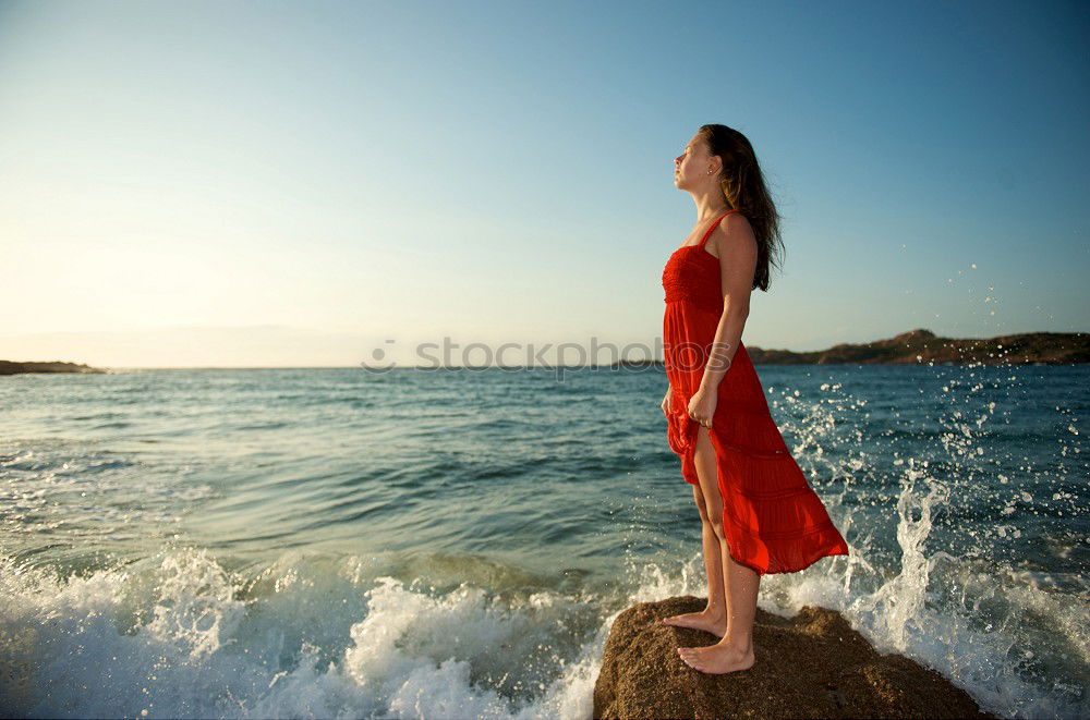 Similar – Image, Stock Photo Pensive woman on the beach