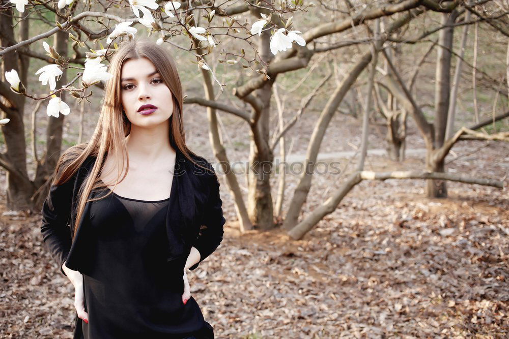 Similar – Stylish woman on park bench