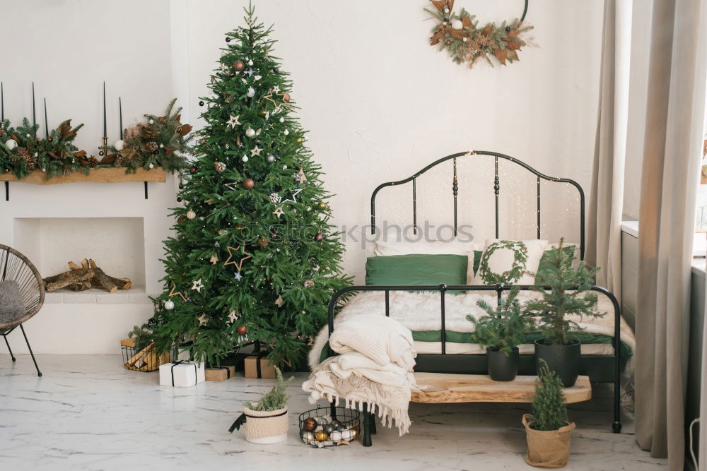 Christmas tree with decorations in the children’s room