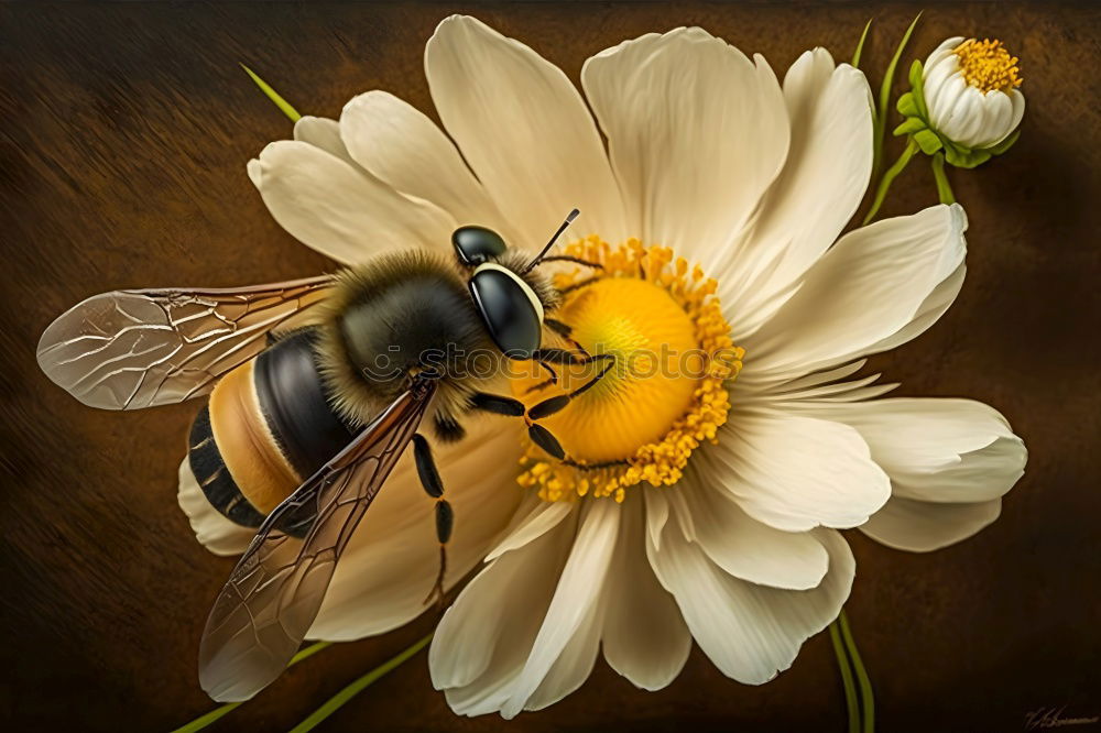 Similar – Bumblebee collecting nectar on a Tagetes on a warm late summer day