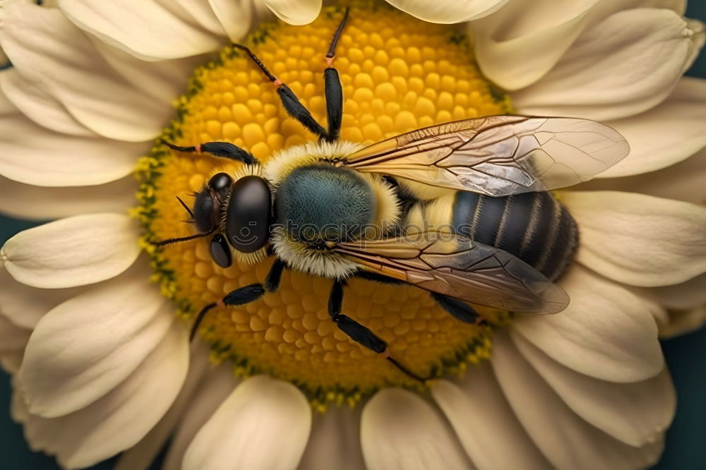 Similar – Image, Stock Photo Macro honey bee collects yellow pollen on sunflower in nature