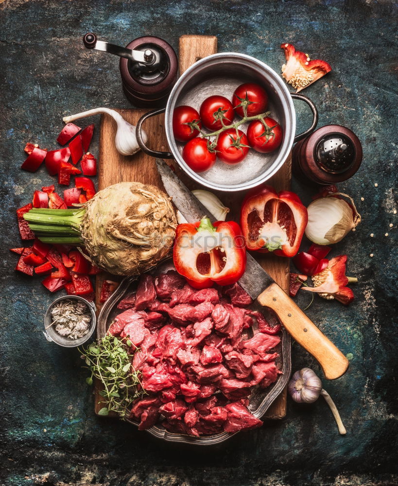 Similar – Image, Stock Photo Tomato salad rustic Food