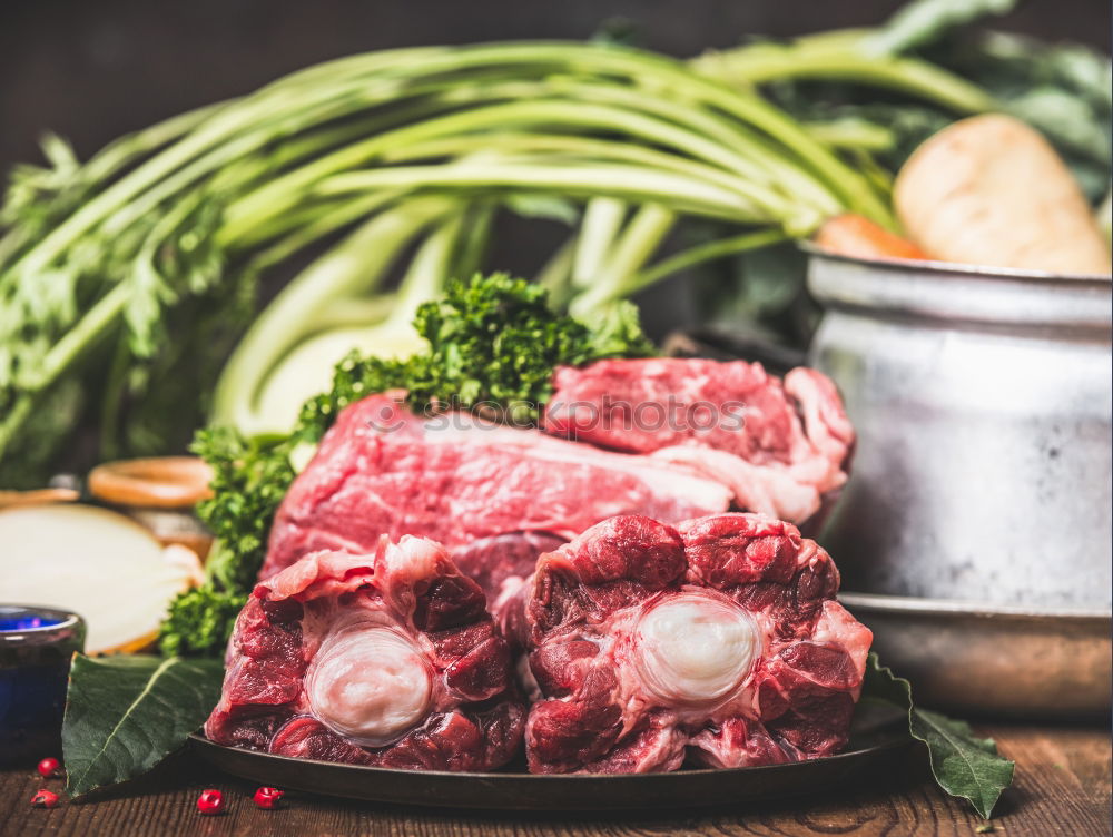 Similar – Image, Stock Photo Saucepan with soupmeat and vegetables