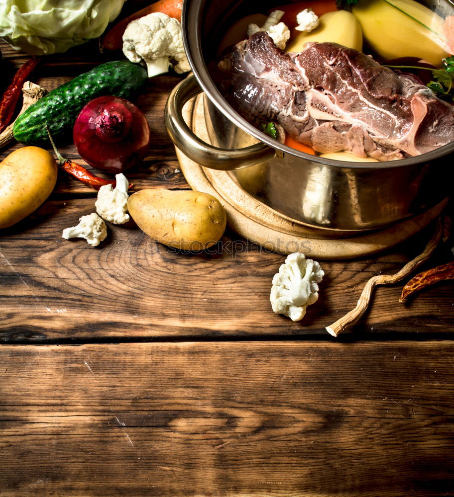 Similar – Image, Stock Photo Pot with meat stock Food