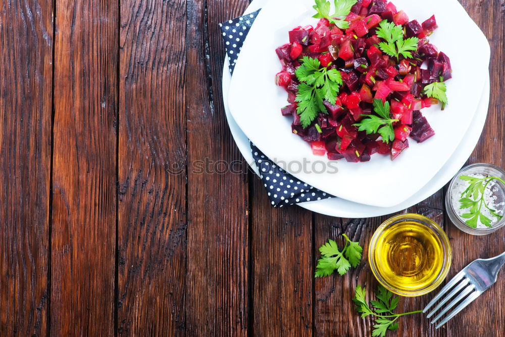 Similar – Green salad with pomegranate, manna croup, onion.