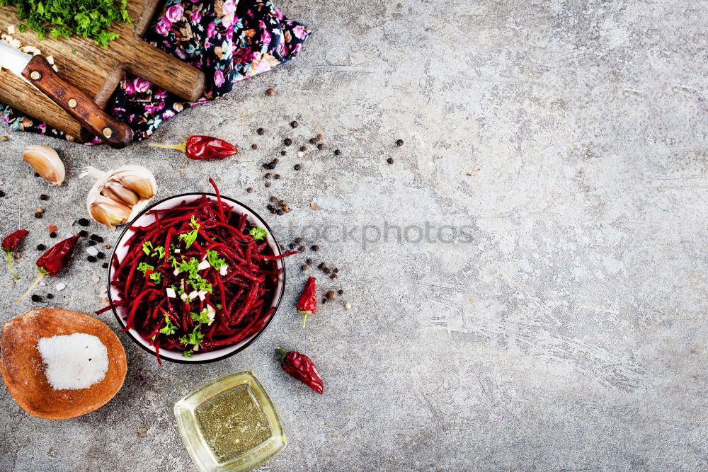 Similar – Salad with tomatoes, cucumber, onion and caramelized nuts