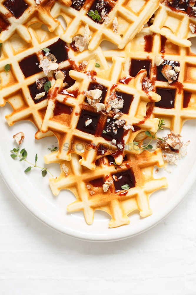 Similar – Image, Stock Photo Breakfast belgian with waffles with ice