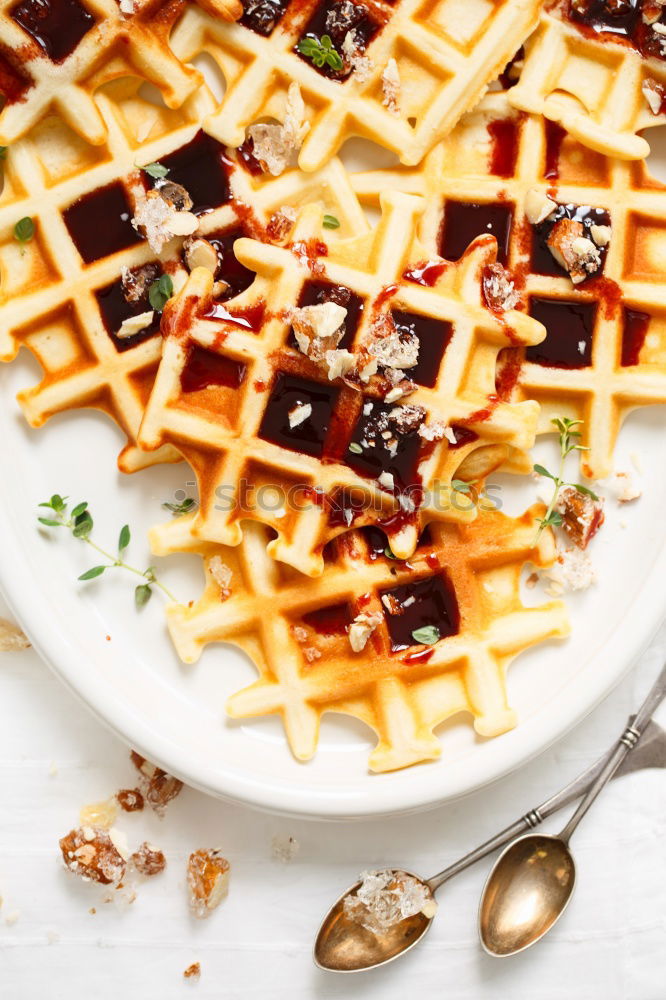 Similar – Image, Stock Photo Breakfast belgian with waffles with ice