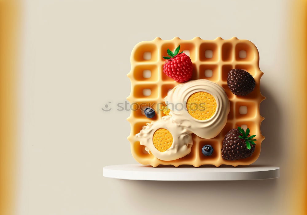 Similar – Image, Stock Photo Breakfast belgian with waffles with ice pattern