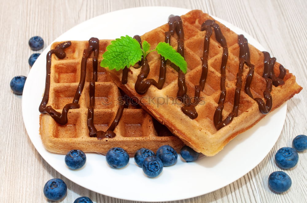 Similar – Breakfast belgian with waffles with ice cream