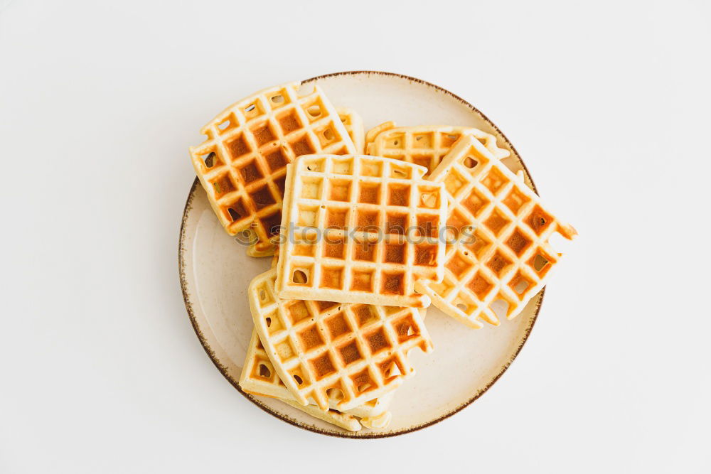 Breakfast belgian with waffles with ice cream