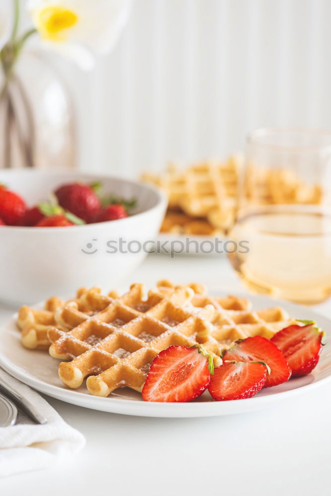 Similar – Breakfast belgian with waffles with ice cream