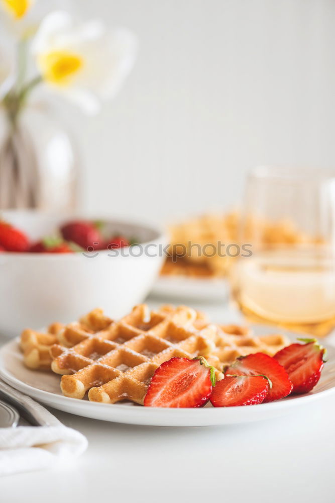 Similar – Image, Stock Photo Breakfast belgian with waffles with ice cream