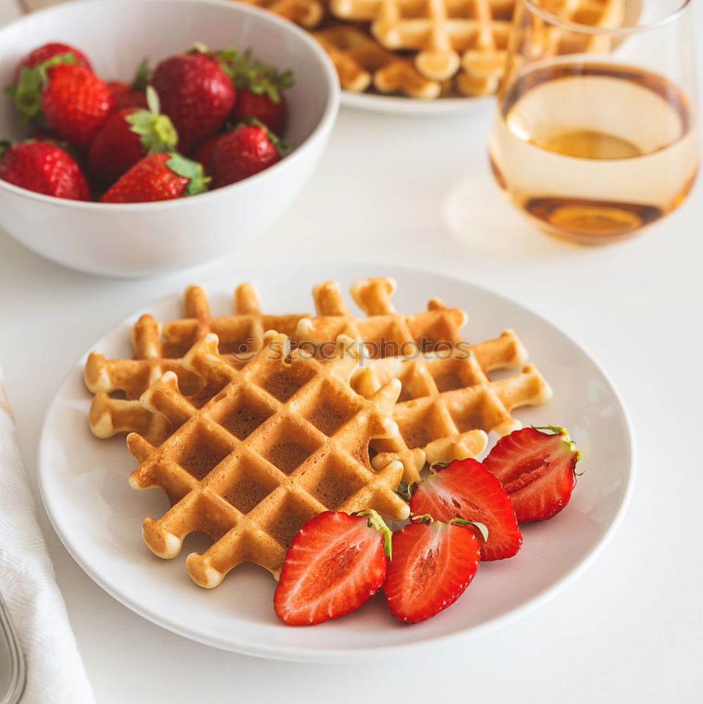 Similar – Image, Stock Photo Breakfast belgian with waffles with ice cream