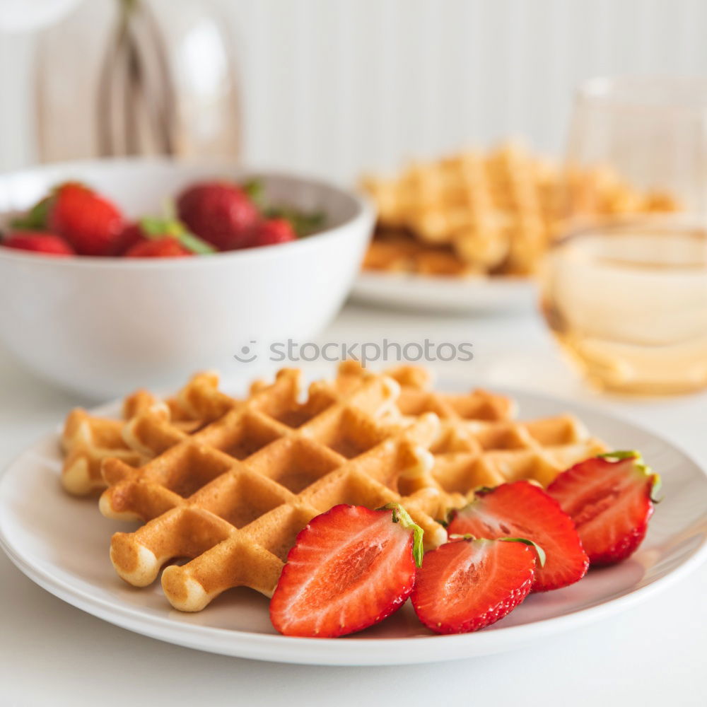 Similar – Image, Stock Photo Breakfast belgian with waffles with ice and fruit