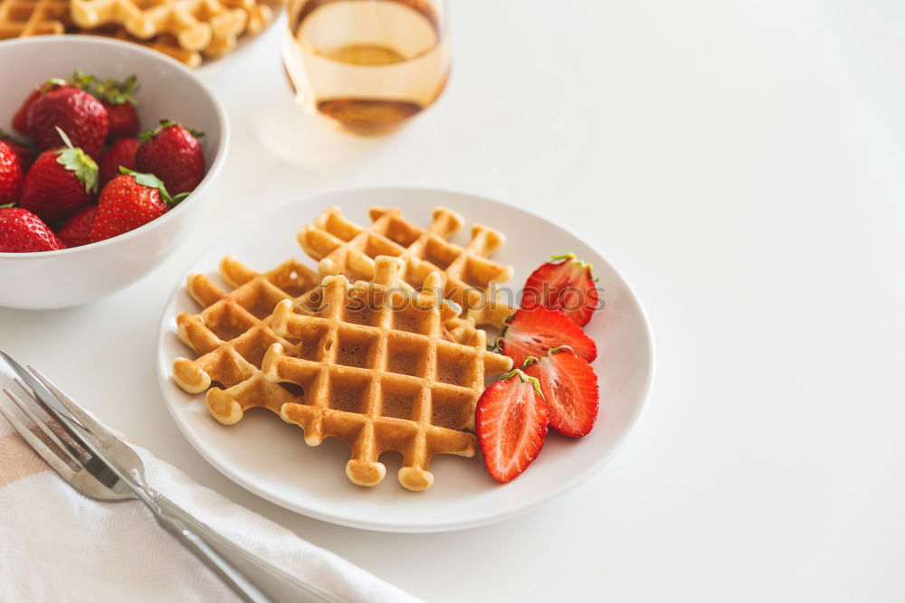 Similar – Breakfast belgian with waffles with ice cream