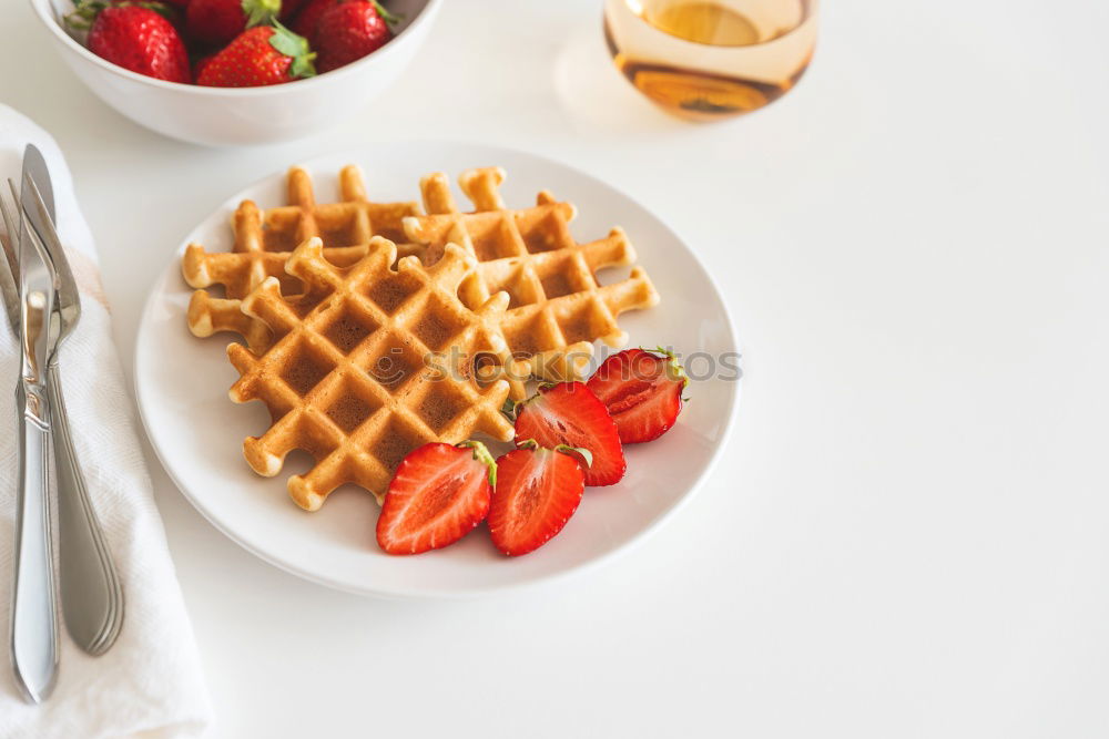 Similar – Breakfast belgian with waffles with ice cream